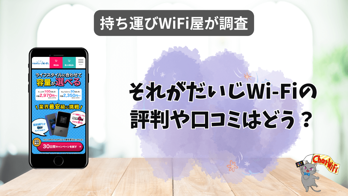 それがだいじWiFiはおすすめ？評判やスペックを徹底調査