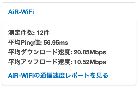 AiR-WiFiの平均速度