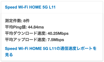HOME 5G L11の速度