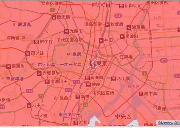 クラウドSIMのエリア　東京