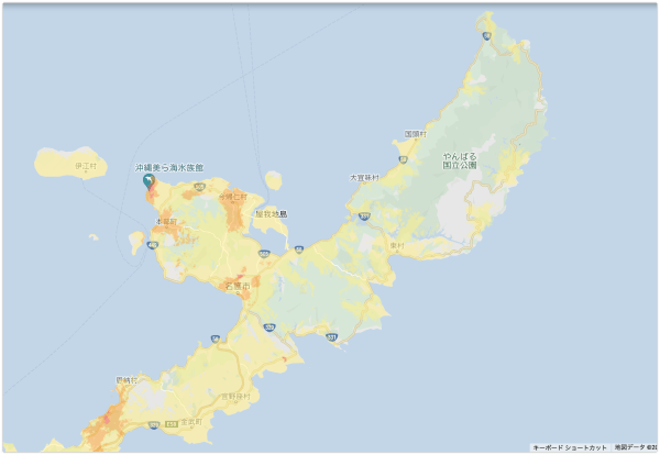 WiMAXのエリア　沖縄北部
