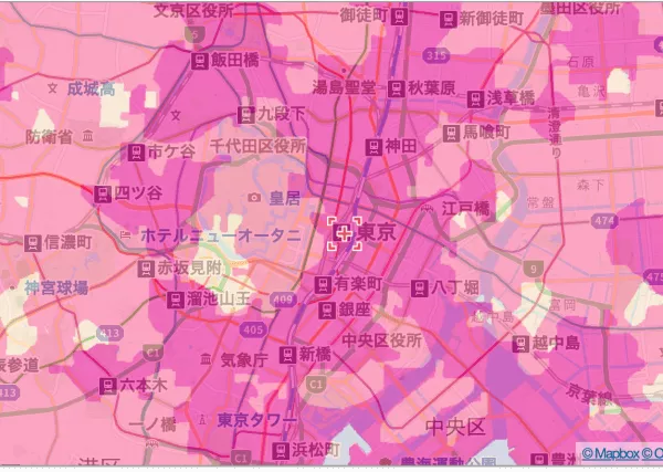 ソフトバンクのエリア　東京