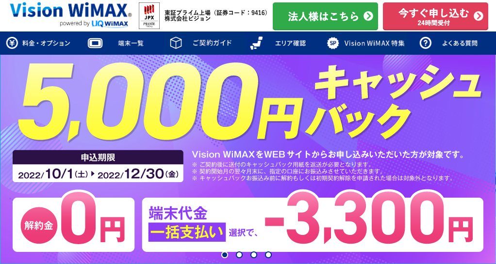 Vision WiMAX 通常キャンペーン